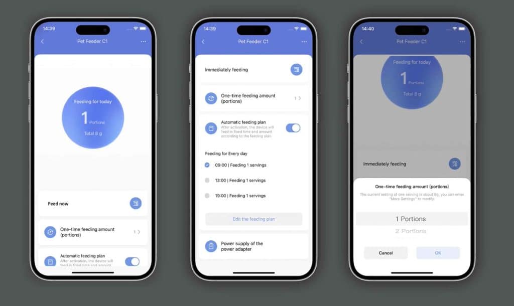 Programmation des repas du distributeur Aqara C1 dans l'application Aqara Home
