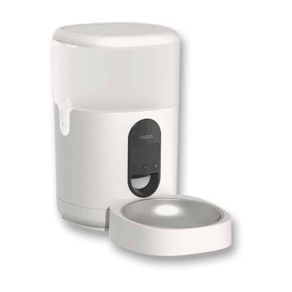 Distributeur de croquettes connecté Aqara C1 avec sa gamelle en inox