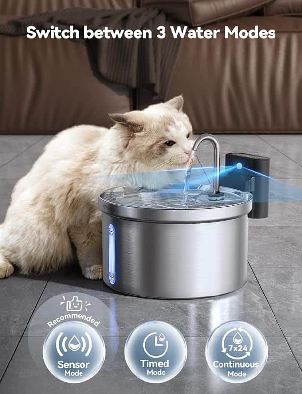 Chat buvant à la fontaine FEELNEEDY avec capteur de mouvement