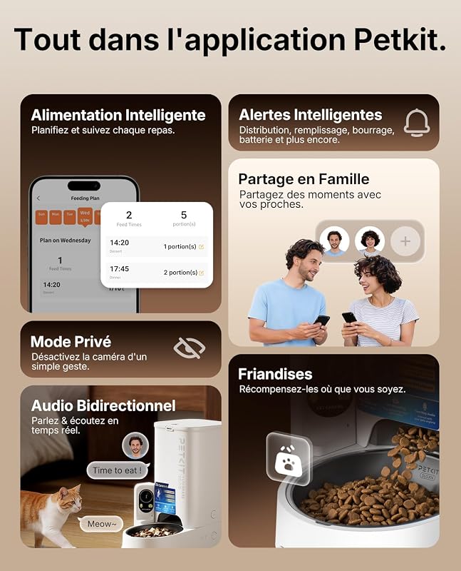 Reconnaissance faciale d'un chat et d'un chien dans l'application du PETKIT YumShare Solo 2