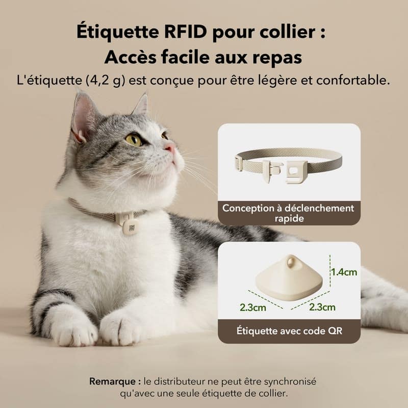 Médaillon RFID Petlibro accroché au collier d'un chat