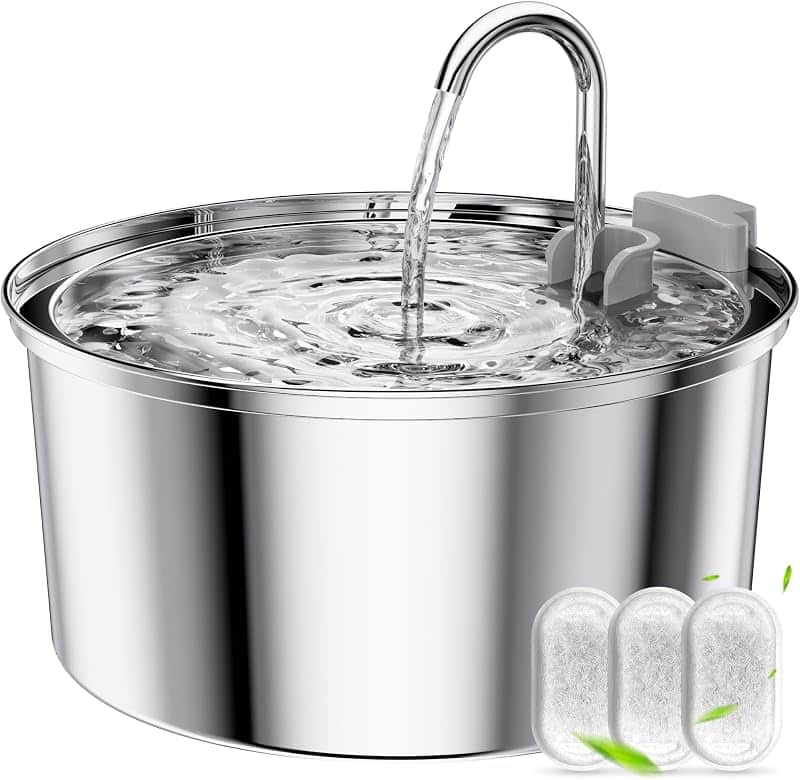 Fontaine à eau pour chat TOMXCUTE en inox avec robinet 3,2 litres